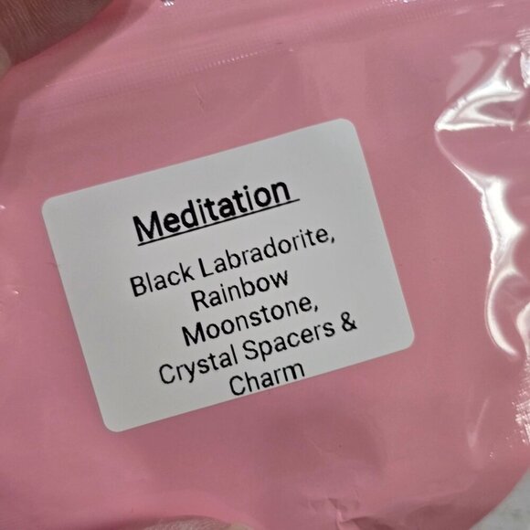 Black Labradorite & Rainbow Moonstone Beaded Bracelet – Silver Om Charm 8mm - Picture 10 of 10